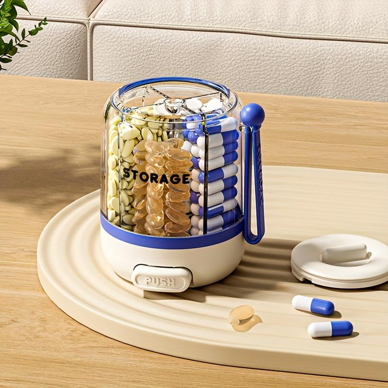 Portable Large Capacity Pill Dispenser 4-Compartment Detachable Partition Vitamin Storage Box Anti-Mixing Design Convenient To