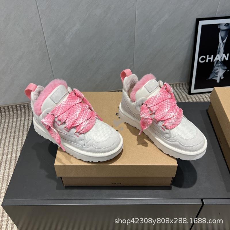 Thick Bottomed Low Cut Snow Boot Women S Winter Warm Cotton Shoes Fleece Lined Genuine Leather Slip-On Boots Casual Shoes 35