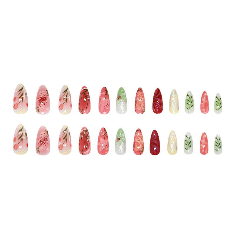 Blush Ice Flower Bubble Butterfly Starlight Wear Armor 24 Pieces Press On Nails