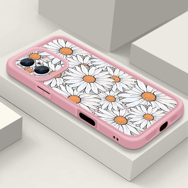 For iPhone 16 Pro Max Phone Case For iPhone 16e 15 14 13 12 Pro Max Plus 11 XR XS Flower Print Phone Case TPU Soft Shockproof Case Cover