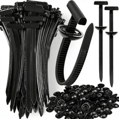 50~200pcs Nylon Universal Cable Tie Buckle Heavy Duty Self-Locking Zip Ties Holder with Pin Fasteners Car Resistant Zipties