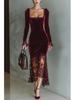 European American Women's Lace Patchwork Evening Gown - French Style 8221