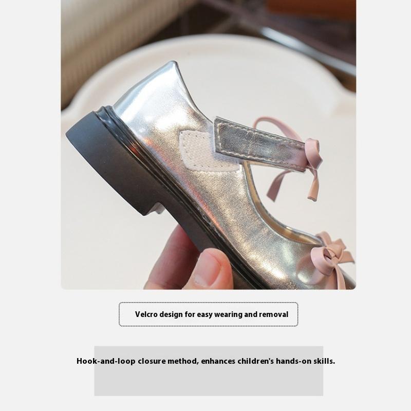 New Spring and Autumn Fashion Girls Bow Soft Sole Leather Shoes