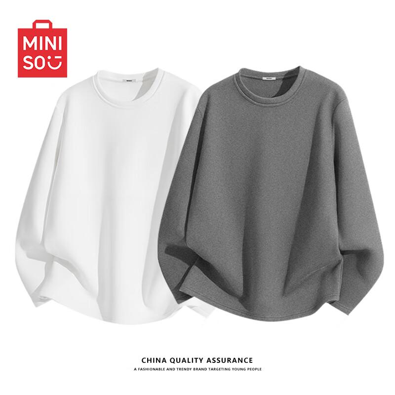 MINISO Men's Fleece-Lined Long Sleeve Thermal T-Shirt