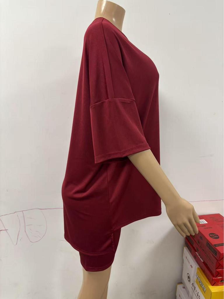 2025 Summer Women's Fashion Loose Solid Color Casual Pajama Set