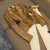 Slim-fit Leather Jacket Women's Autumn and Winter New Slim-fit Jacket Gold Buckle Small Suit