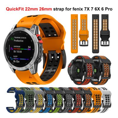 22 26mm QuickFit Silikonarmband für Garmin fenix 7 7X 6 6X Pro 5 5X Plus Smartwatch-Armband sportliches atmungsaktives Armband für fenix 7