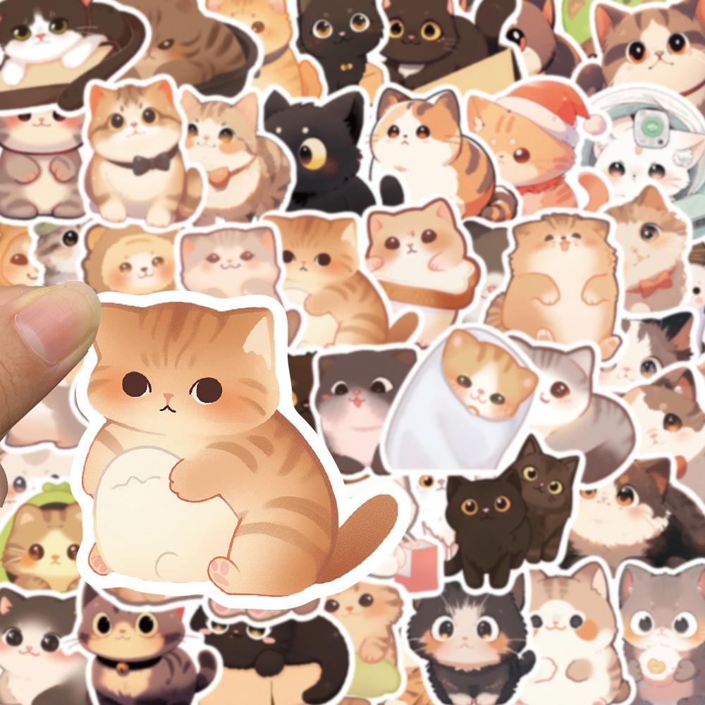 10/30/50pcs Cute Funny Cartoon Cat Stickers Animal Decals Decoration DIY Notebook Guitar Motorcycle Waterproof Graffiti Sticker