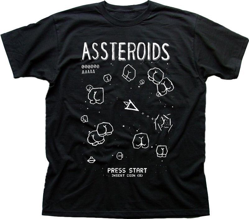 

ASSTEROIDS funny ASTEROIDS parody RETRO GAMER black t-shirt 9643 4XL