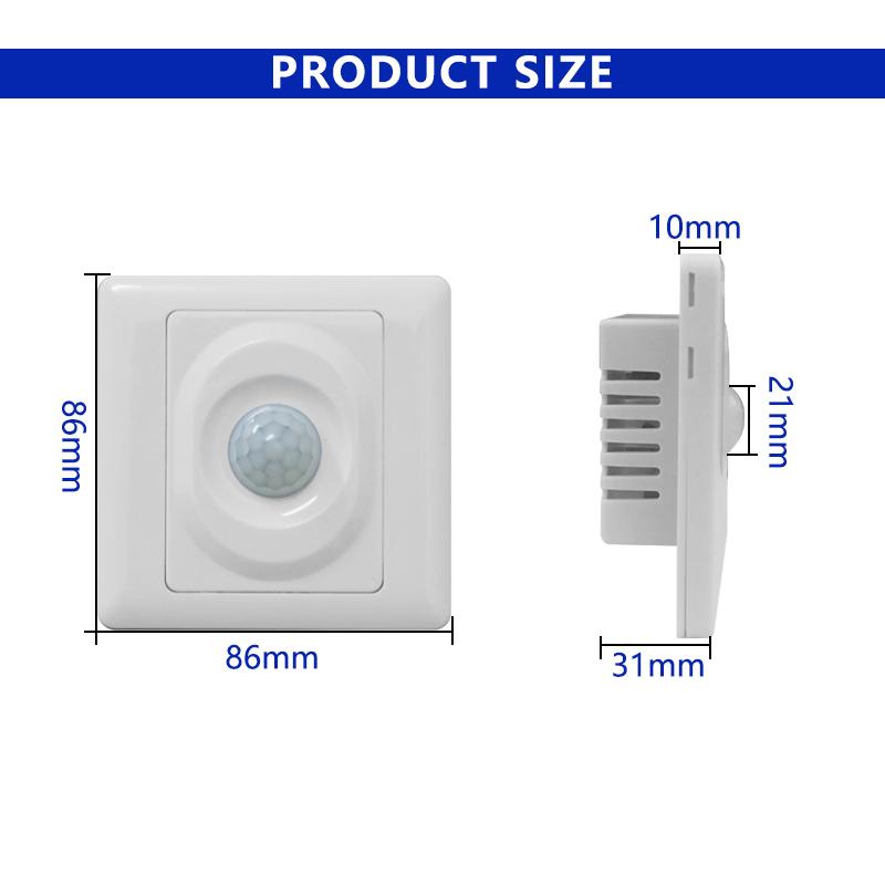 Senzor de Mișcare PIR Infraroșu Tip 86 Comutator Automat 220V AC 180-265V Panou Montat pe Perete Alb Fotosensibil Temporizare Reglabilă Single
