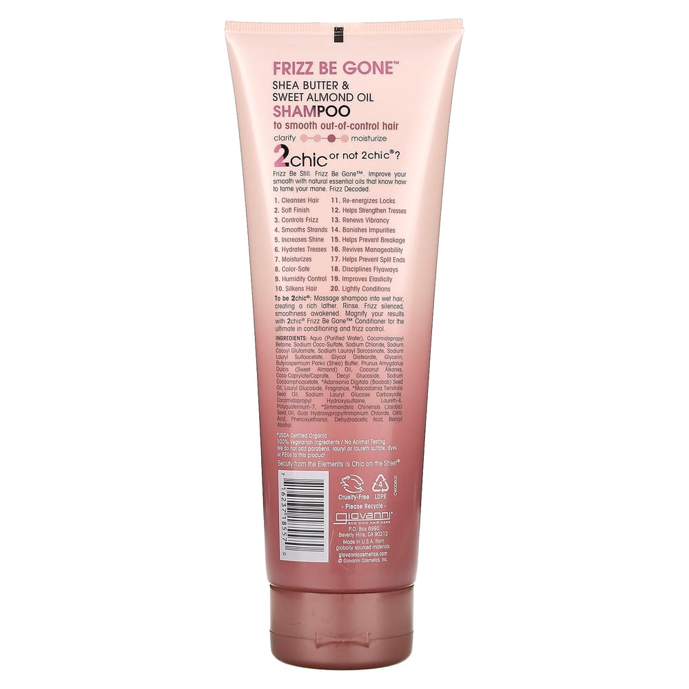 Giovanni 2chic Frizz Be Gone Shampoo Shea Butter + Sweet Almond Oil 250ml (8.5fl Oz)