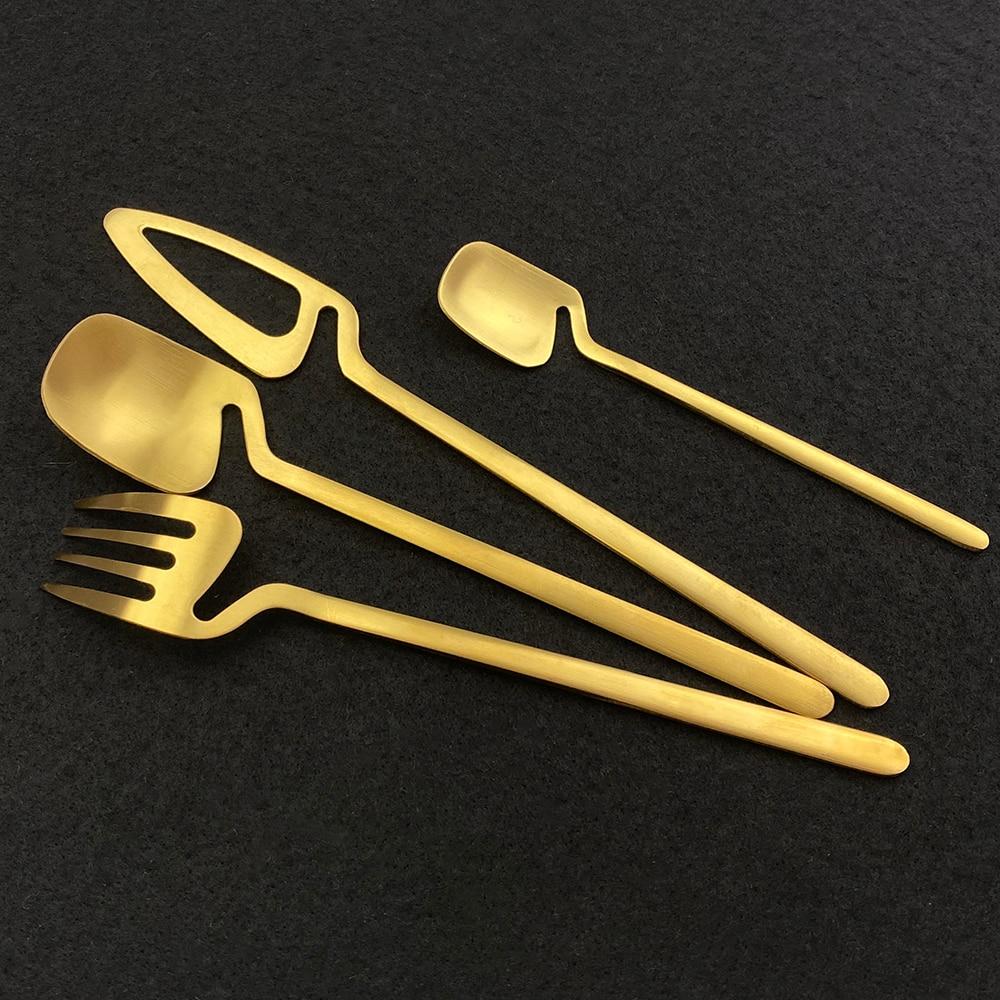 4-teiliges Tafelgabel-Set aus 18/10 Edelstahl, kleines Obstgabel-Set, goldene Dessertgabel für Kuchen, Snacks, goldene Salatgabel, Geschirr-Set