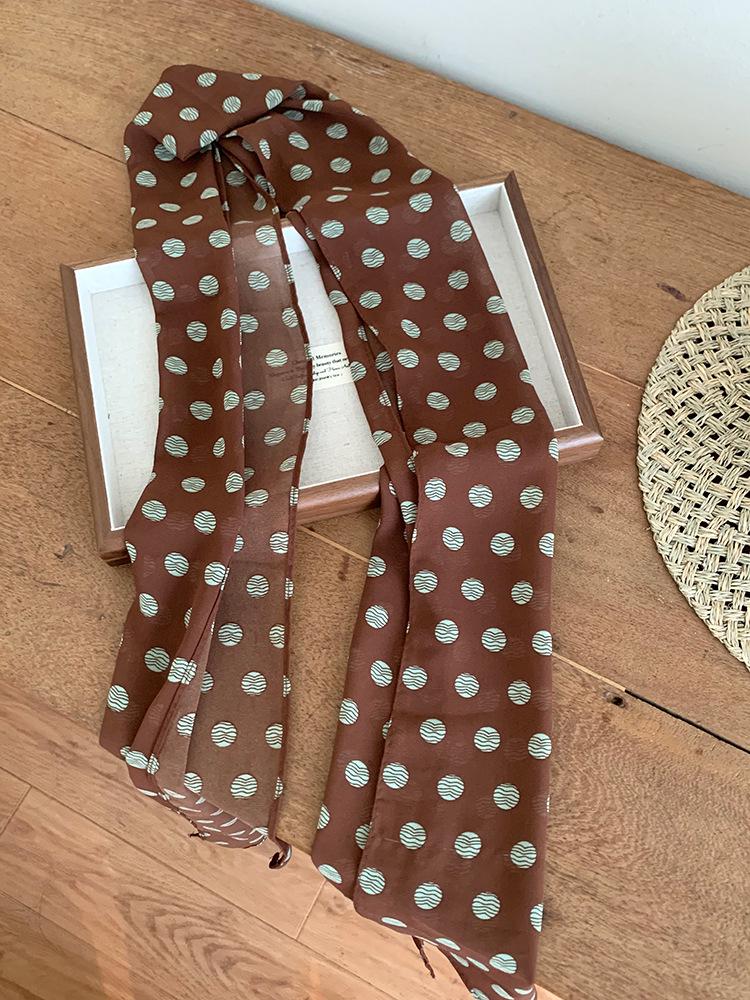 Bo Xi Retro Polka Dot Silk Scarf & Waist Chain for Women - Versatile Belt for Dresses and Jeans