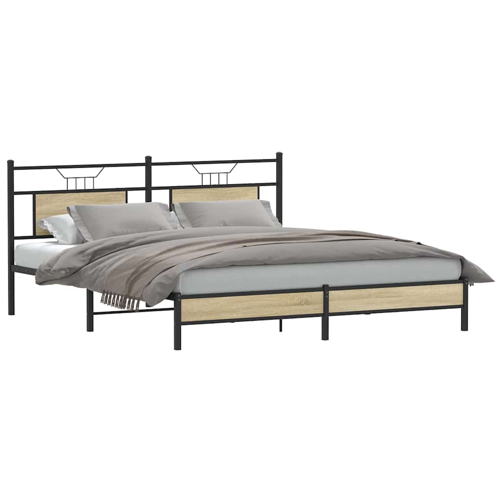 Bed Frame without Mattress Sonoma Oak Finish 160 x 200 cm Wood Based Material