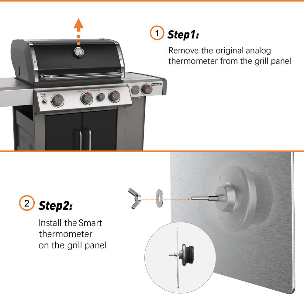 Wireless Meat Thermometer with 2 Probes 164FT BT4.2 APP Control IP64 Waterproof Meat Thermometer