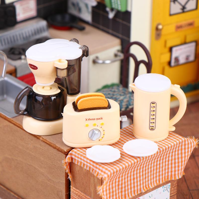 1 Set 1 12 Miniature Coffee Maker with Egg Beater Dollhouse Kitchen Appliance Toy for Kids Birthday Gift Pretend House Play