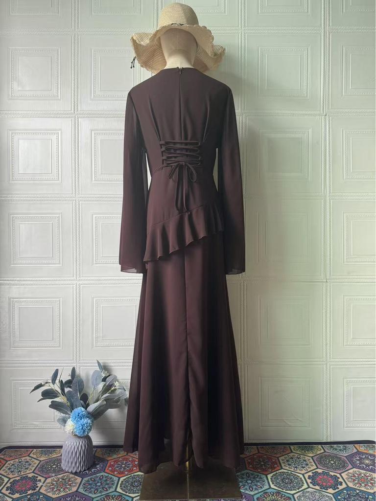Elegant 2025 Autumn Long Sleeve Slim Fit Waist-cinching Dress for Women