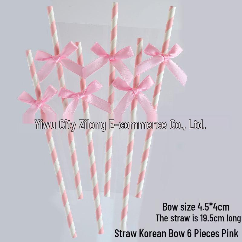 Disposable Paper Straw Bow for Children's Birthday Cupcake Decoration