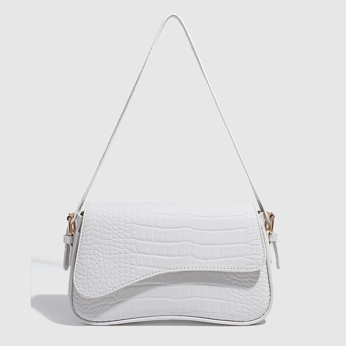 Simple And Fashionable Shoulder Small Square Bag, Crocodile Pattern Bag, Women S Versatile Shoulder Messenger Bag, Texture Versatile белый
