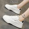Leather little white shoes women's shoes 2025 spring and summer new soft soles not tired feet single shoes platform casual sports board shoes