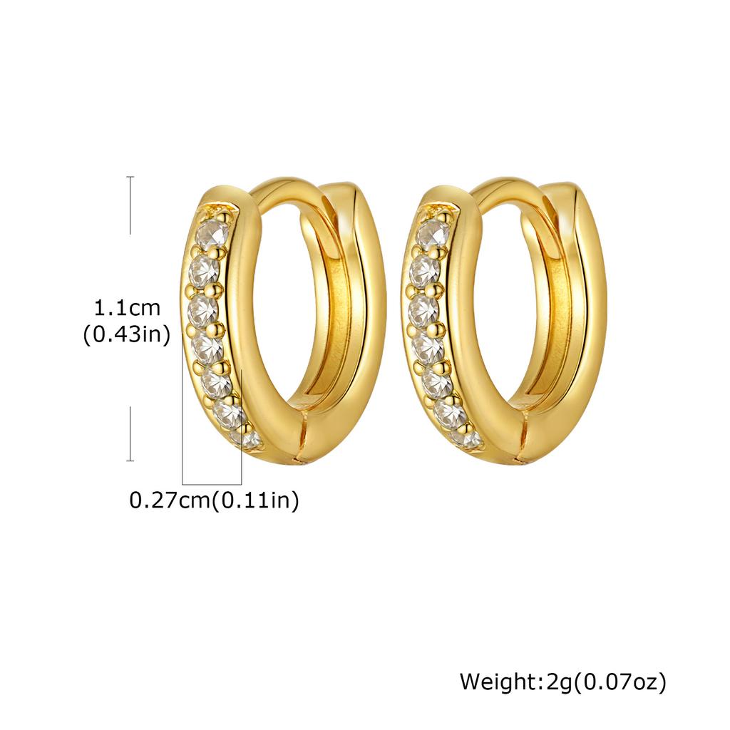 Exquisite Minimal Cubic Zircon Hoop Earrings, Metal Small Huggie Earrings for Women, Hypoallergenic Fashion Piercing Jewelry