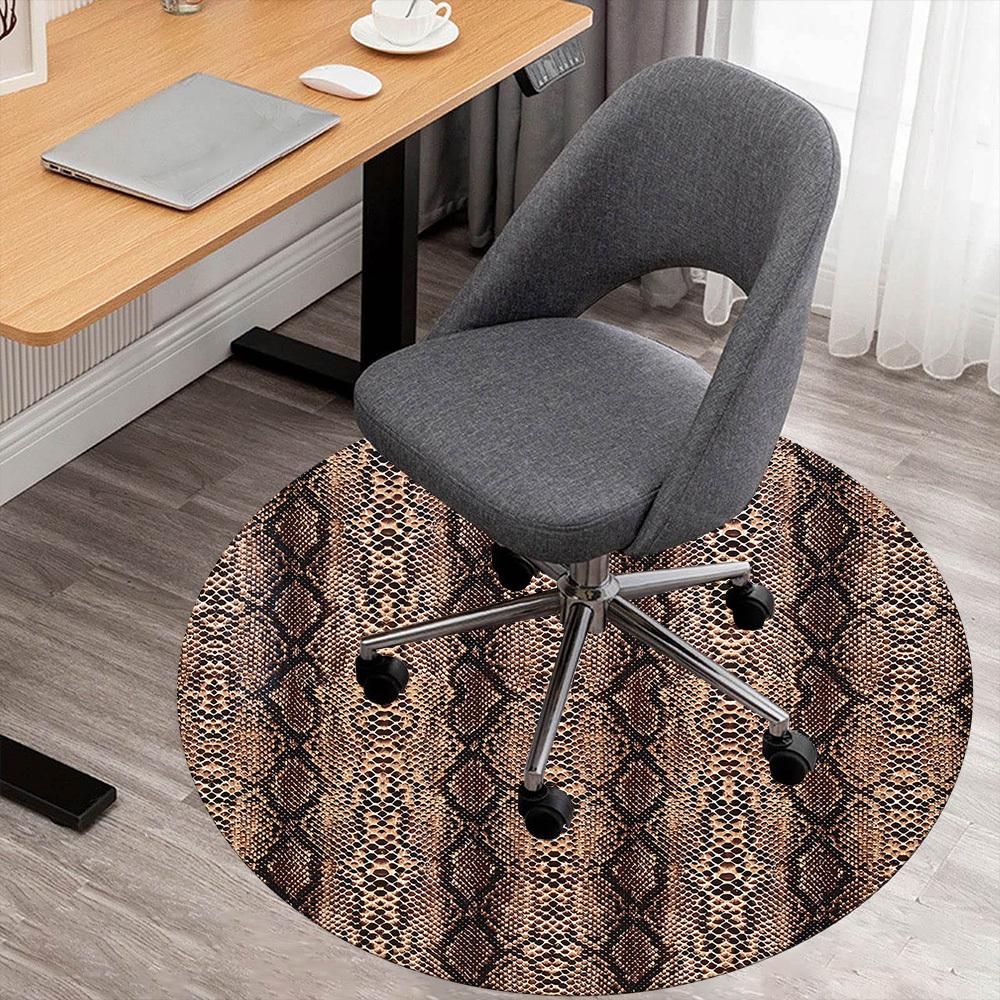 

1pc Snake Print Round Chair mat Area Rug - Non-Slip, Floor Mat for Office, Bedroom, and Indoor Decor -1002007 80cm by 80cm