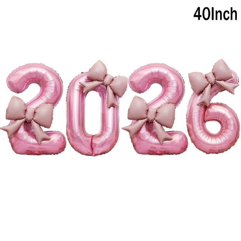 4pcs/set 2026 New Year Balloons Christmas Digital Foil Balloon Home Decor Chinese Spring Festival Baloon Navidad Party Supply