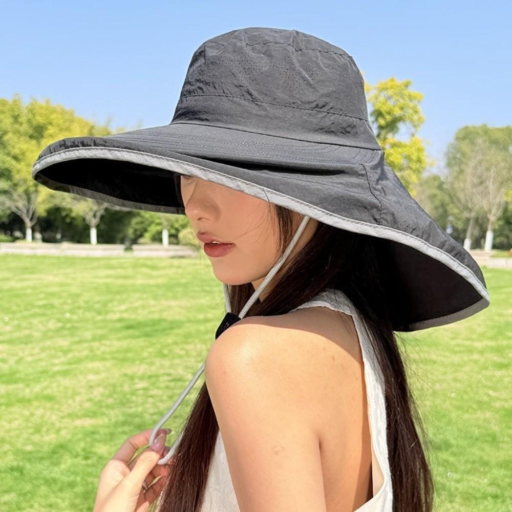 Anti-UV Fisherman Hat Wide Brim Bucket Hat New Beach Cap Women
