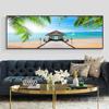 Landscape Beach Palm Tree Wooden Bridge Canvas Painting Posters and Prints Wall Art Pictures Living Room Home Decor No Frame No Frame