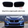 Kidney Grille Decal Clip Cover 9 Slats Grill Trim Fit For BMW 2 Series F46 Gran Tourer 218d 2018- M Sport Version