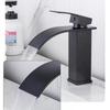 Black Stainless Steel Waterfall Bathroom Basin Faucet Sink Faucet Square Basin Faucet Single Handle And Cold Basin Faucet
