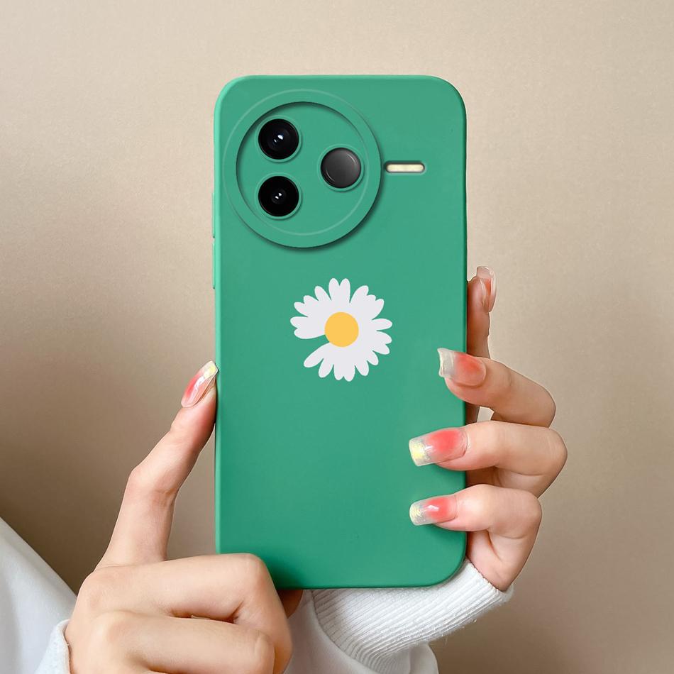 Case For POCO F7 Pro Ultra Pretty Flowers Soft Smooth Liquid Silicone Upgrade Lens Protection Shockproof Back Cover For Girls
