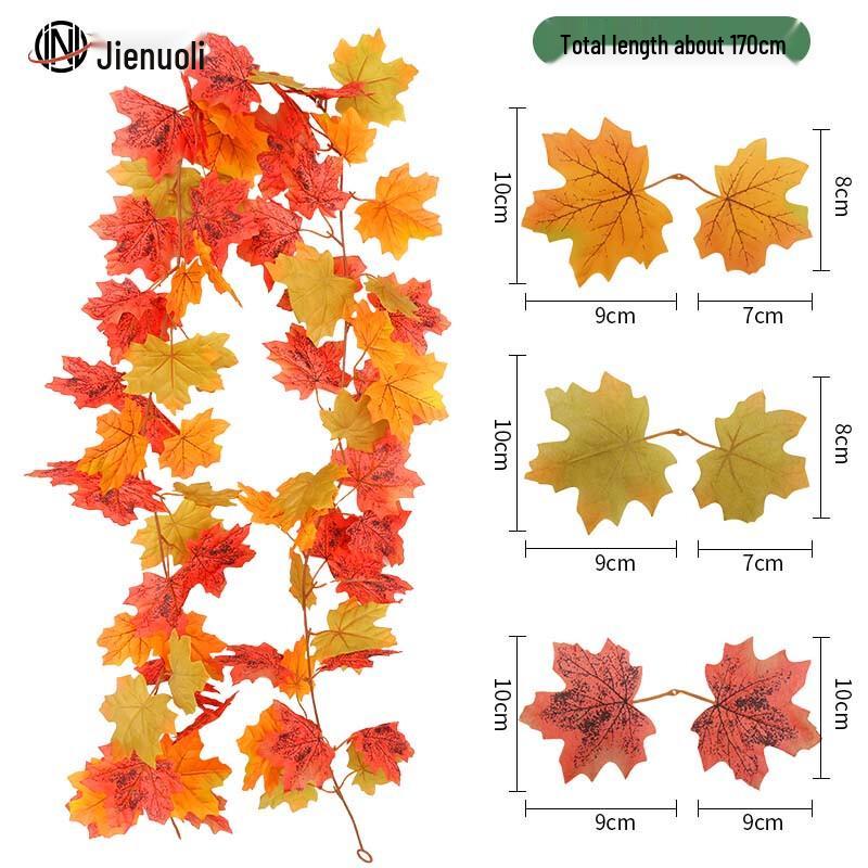 JNL Artificial Red Maple Leaf Vine Garland