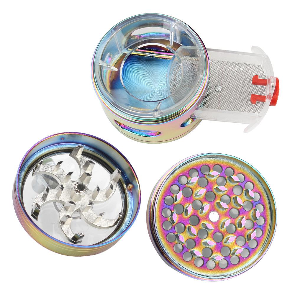 With Drawer Hand Cranked Clear Top Grinder 4 Layers Herb Grinder Crusher Crank Pollinator Spice Grinder Smoke Crusher