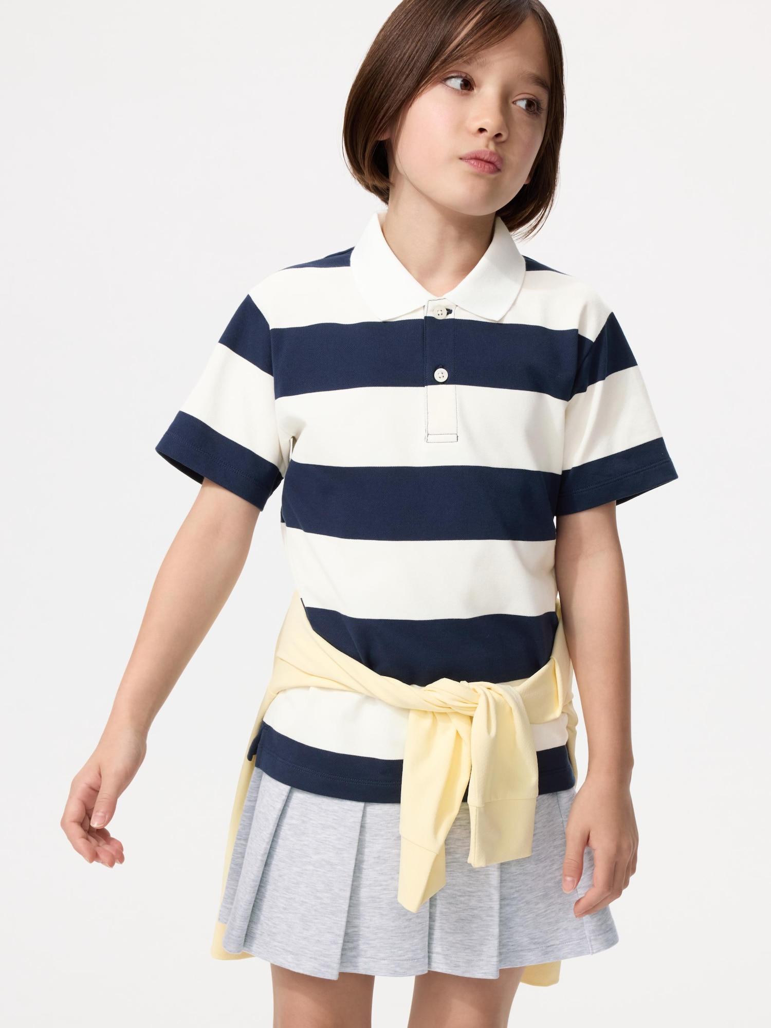 

Uniqlo Japan Dry Kanoko Border Polo Shirt 01 OFF WHITE/100