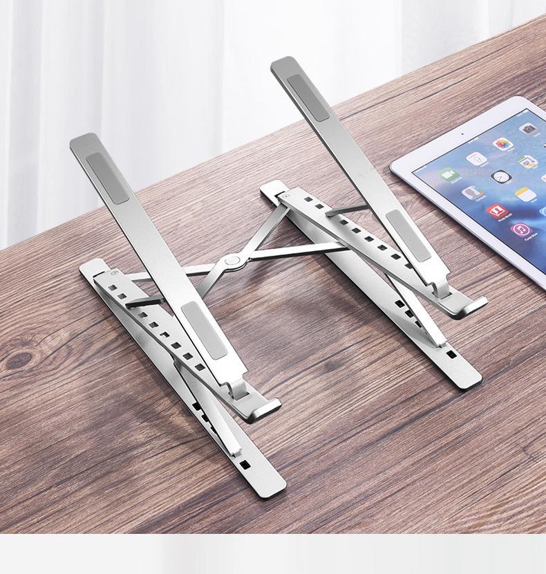 Portable Aluminum Laptop Stand with Double Layer Folding Design and Cooling Feature
