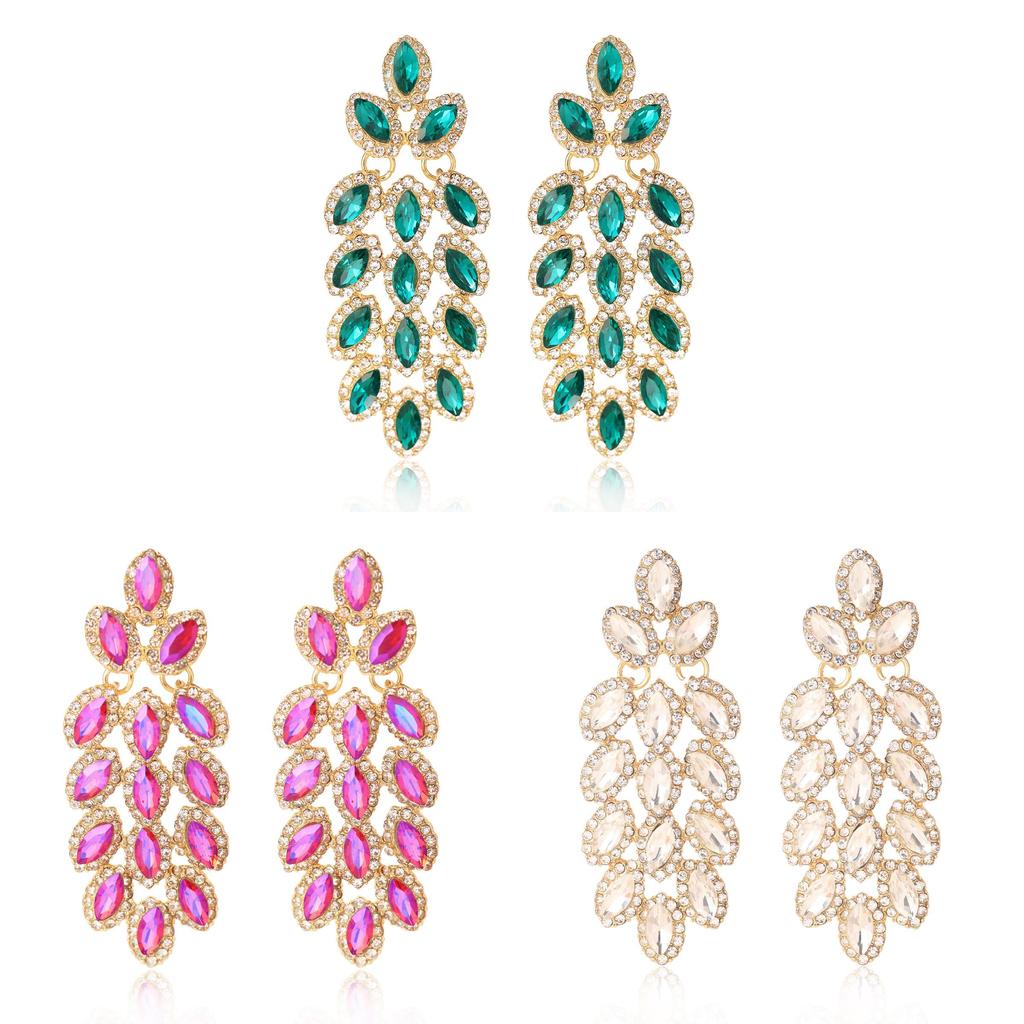 Crystal Drop Earrings With Tassel For Women Bridal Jewelry