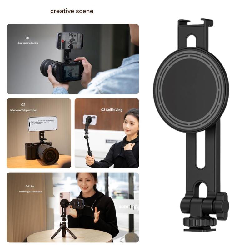 Portable Magnetic Cold Shoe Phone Mount Rack Stand For Phones Featuring Adjustable Arm For Video Shoot Live Broadcasting