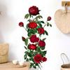 Removable Bright Red Rose Wall Sticker - Decorative for Living Room, Bedroom, or Entrance