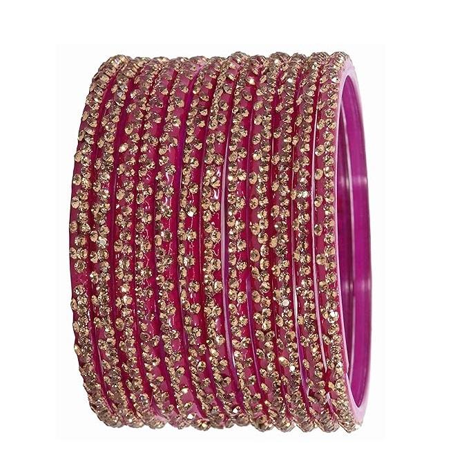Stilvolle Glasarmreifen für Damen & Mädchen | Schickes Chudi-Set | Traditionelle Armreifen für Damen | Modeschmuck - Set aus 12