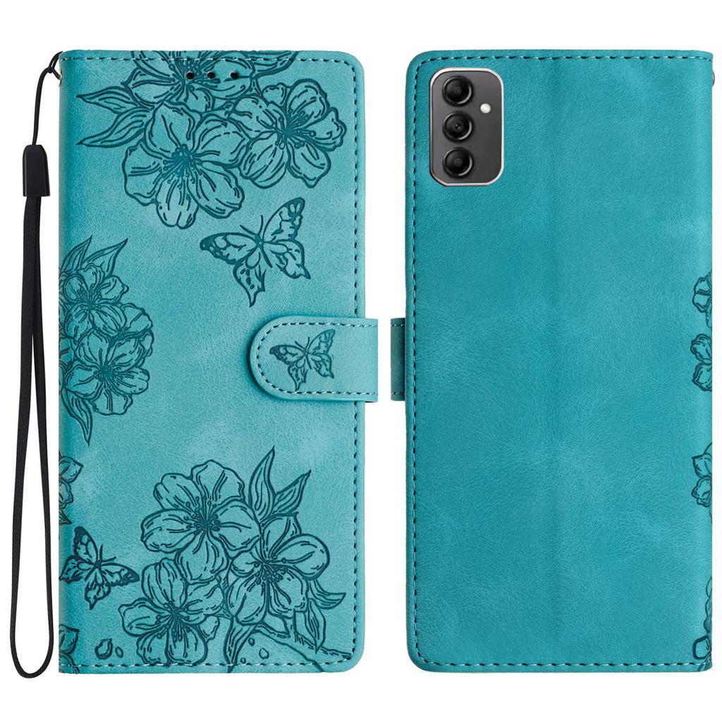 For Samsung Galaxy A14 5G Case Sakura Butterfly Imprint Anti-Scratch PU Leather Phone Cover