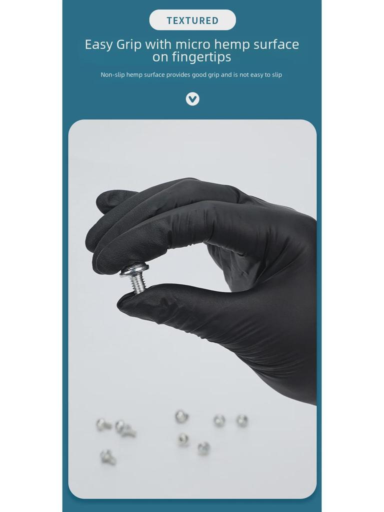 Inco Black Nitrile Disposable Gloves - Thick, Durable, Food-Grade, Non-Slip & Oil-Resistant for Baking & Household Use