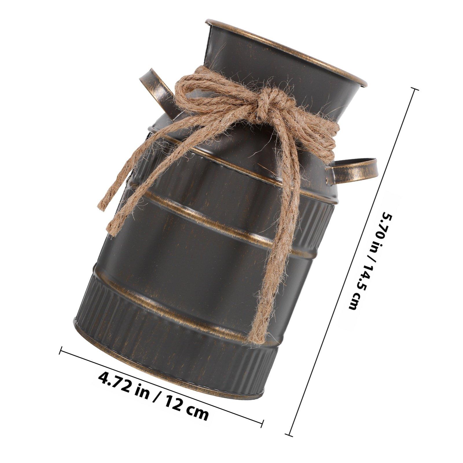 

Vintage Flower Vase Iron Plant Bucket Rustic Style Metal Flower Container for Home Office Wedding Anniversary Party Decoration серый