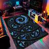 Paua Tattoo Koru Pattern Mat, Vibrant Blue Black Flannel Lightweight Machine Washable for Home Office Holiday Decor