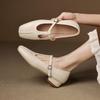 New four-season wear one-pedal single shoes square head low heel large and small size women's shoes foot cover solid color casual square heel s