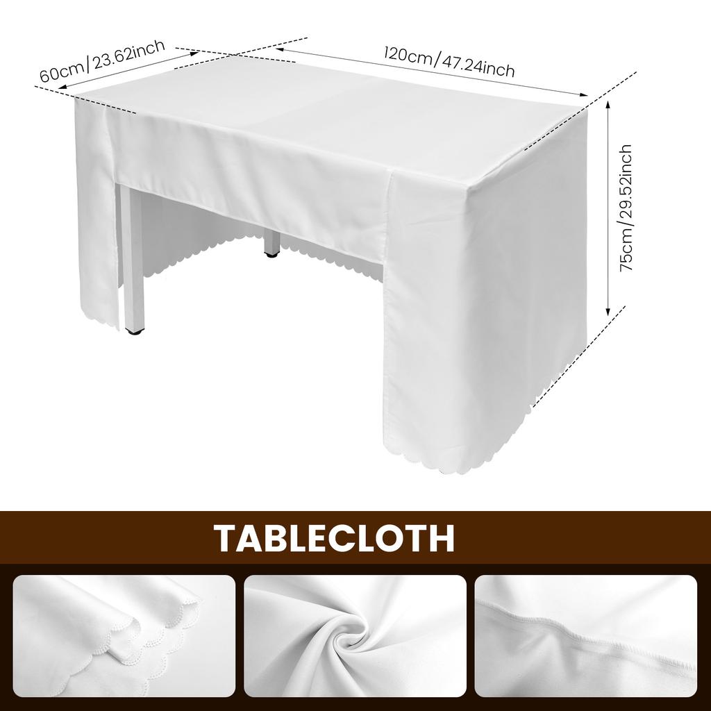 Table Cover Double Satin Open Back Fitted Table Cloth Machine Washable Square Tablecloth Decorative for Party Banquet Exhibition