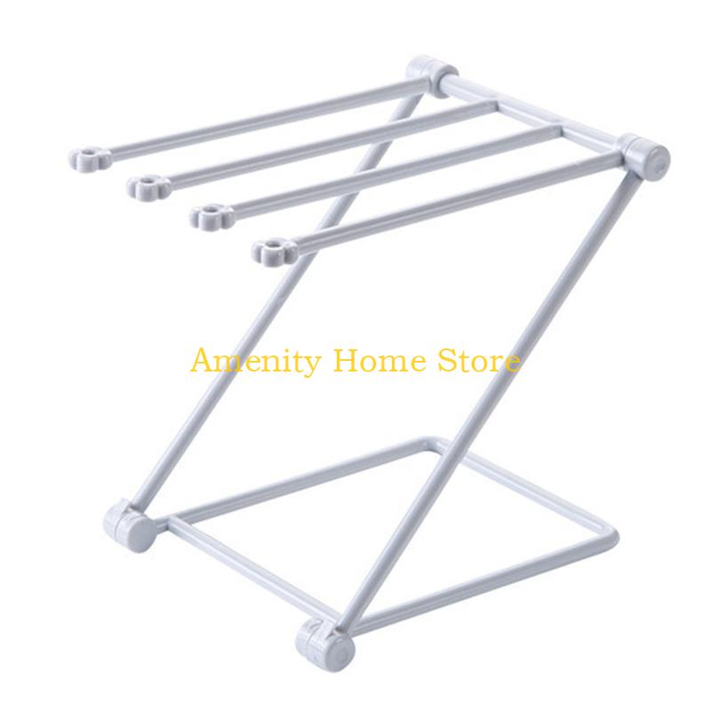 F26C Mini Folding Cloth Storage Rack Kitchen Countertop Dishcloth Drying Racks Cup Hanging Tool серый