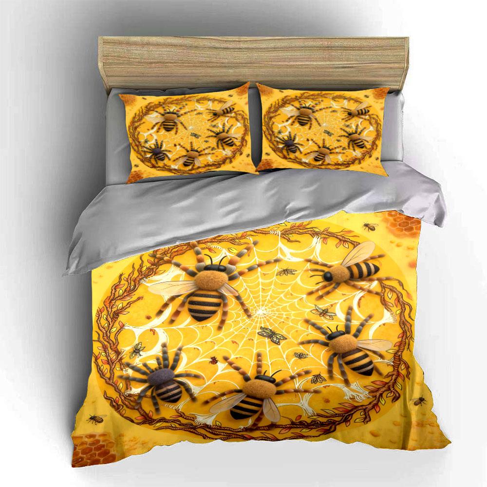 Bee-Themed Decorative Set Soft Comfortable Duvet Cover Bedding Set Included 1*Duvet Cover & 2*Pillowcases, Gift