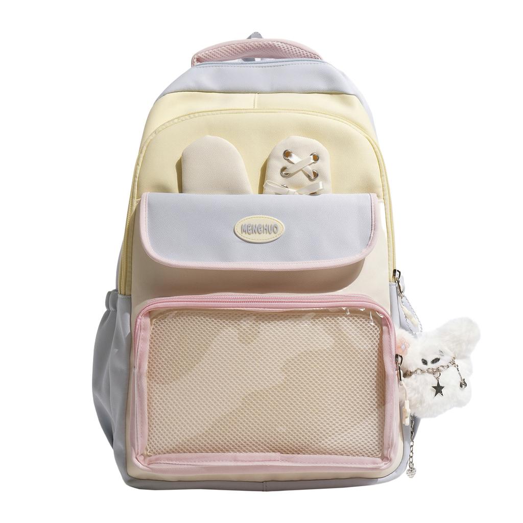 Schoolbag Cream Light Pink Ins Wind High Value School Bag Female Sweet Junior High School Pain Backpack Lightweight Large Capacity Backpack