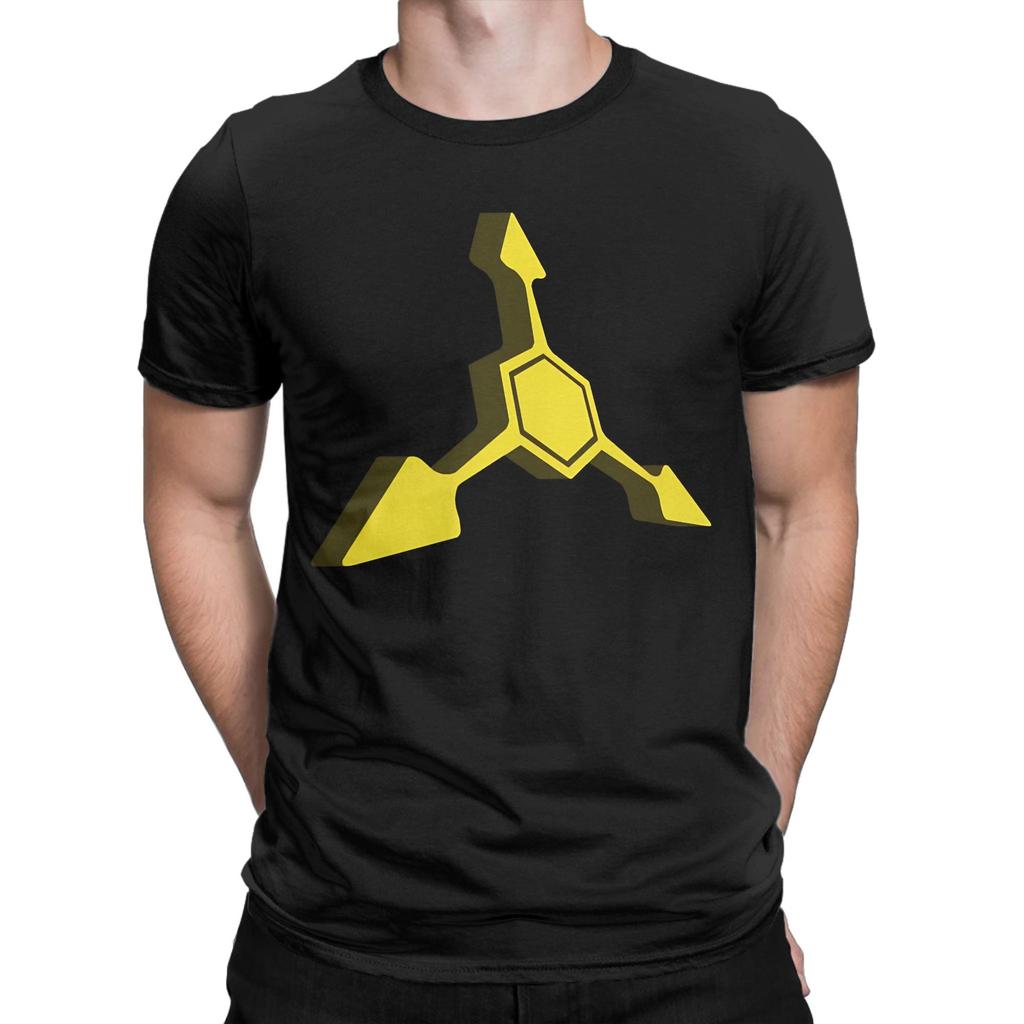 Yellow Geometric Three Arrow Symbol Funny 100% Cotton T-Shirt mMurder Drones Tees Tops For Men